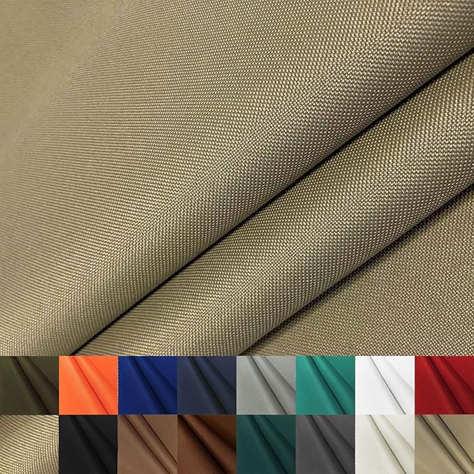 Foreate Waterproof Canvas Fabric by The Yard 600D Upholstery Fabric for Chairs 58" Wide Indoor Outdoor Water Resistant Canvas Polyester Material Sewing DIY Cloth, 5 Yards Khaki