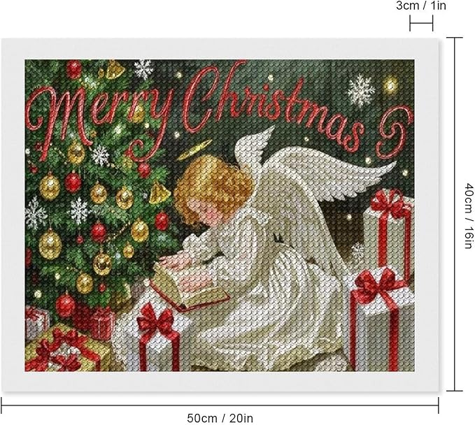 AIVKIEJK Diamond Painting Kits for Adults - Merry Christmas Angel Welcome Painting DIY 5D Full Drill Diamond Dots Paintings with Diamonds Gem Art and Crafts Home Decor 16"x20"