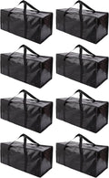 PANDA JOYS Extra Large Moving Bags with Zippers & Carrying Handles, Heavy-Duty Storage Tote for Space Saving Moving Storage, Fold Flat, Alternative to Box and Bin - 8 Pack, Black