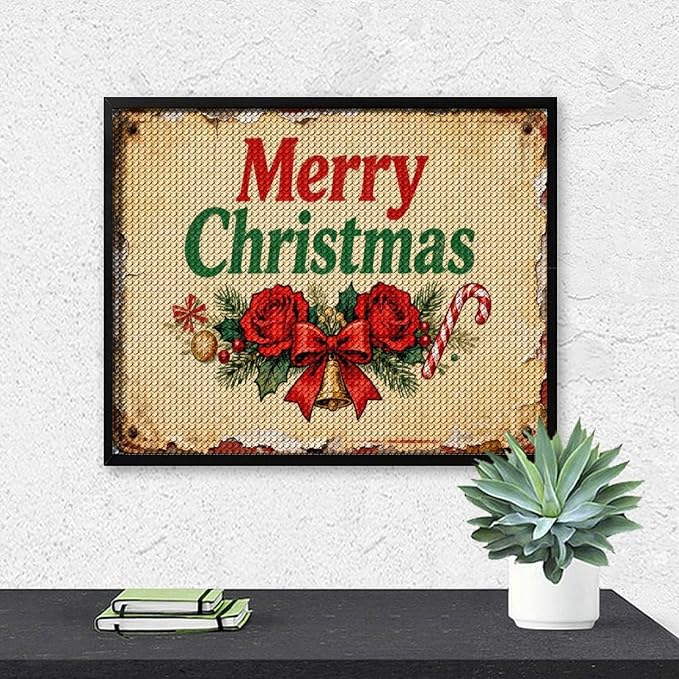 AIVKIEJK Diamond Painting Kits for Adults - Merry Christmas Santa, Holly & Vintage Painting DIY 5D Full Drill Diamond Dots Paintings with Diamonds Gem Art and Crafts Home Decor 16"x20"