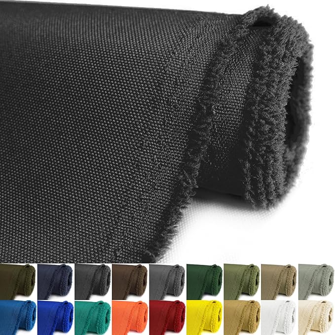 Waterproof Canvas Fabric by The Yard 58inch 600D Upholstery Material Polyester Fabric Outdoor Water Resistant Fabric for Sewing Chair Patio Cushion Bag Interior, Pre Cut 1 Yard Black