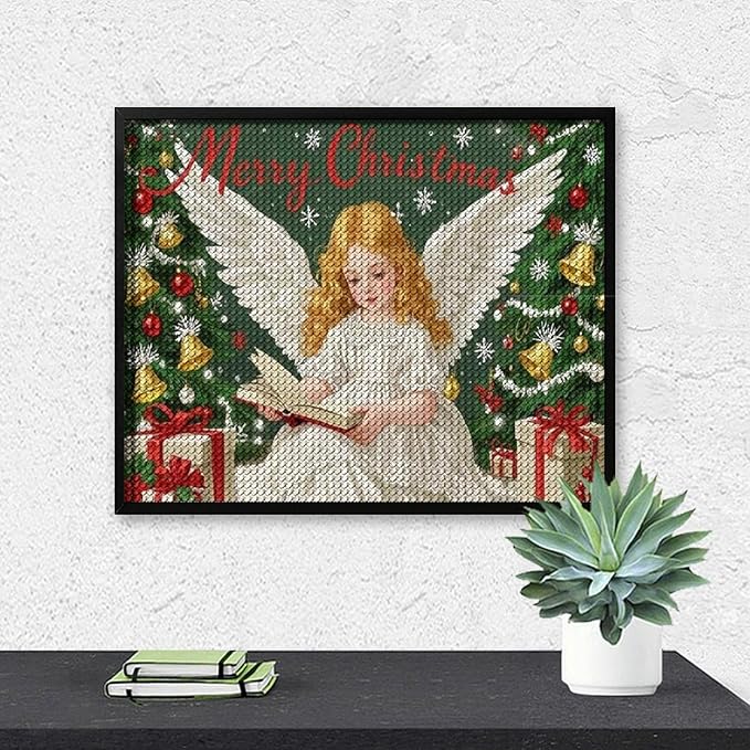 AIVKIEJK Diamond Painting Kits for Adults - Merry Christmas Angel Welcome Painting DIY 5D Full Drill Diamond Dots Paintings with Diamonds Gem Art and Crafts Home Decor 16"x20"