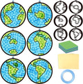 Qyeahkj 36 Set Happy Earth Day Suncatchers Crafts for Kids DIY April 22 Window Tissue Paper Craft Kit Hanging Decor for Earth Day Classroom Home Activity Art Project Birthday Party Favor