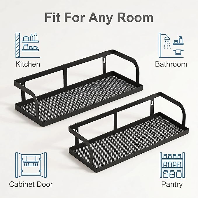 PUSDON Metal Wall Hanging Basket 2 Packs DIY Suitable for Multiple Scenes - Black Hollowout 12.6in