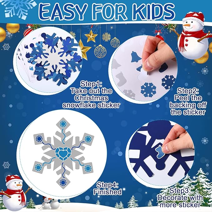 Zonon 24 Pieces Holiday Snowflake Craft Kit Winter DIY Hanging Craft Ornaments Snowflake Kit for Christmas Tree Home Activity Decorations(Blue, White)