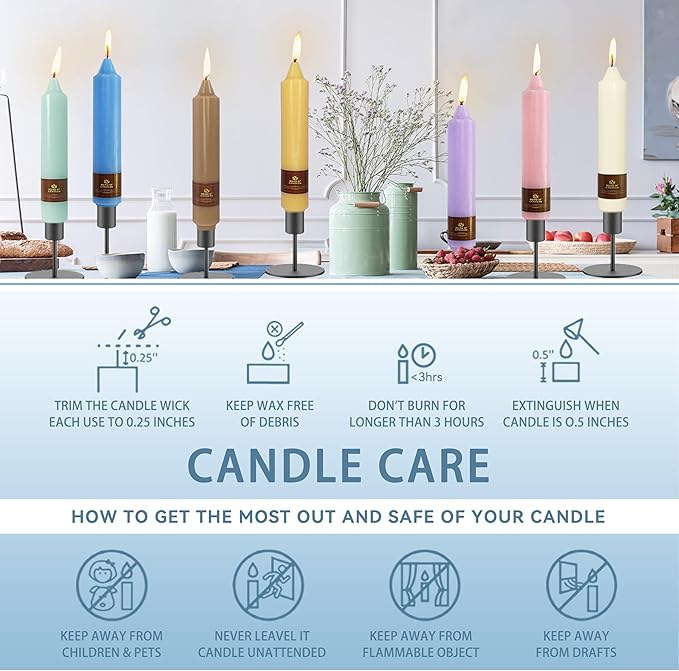 4 Pack Taper Candles Blue Tapered Candles 7 Inch Smokeless Candle Unscented Short Candlesticks Ideal for Weddings Dinner Parties Home Decor
