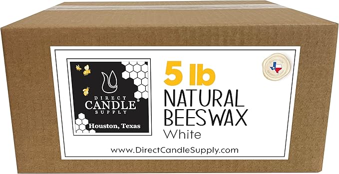 Direct Candle Supply 5lb White Beeswax Pellets, Candle Wax, Bees Wax, Beeswax Pellets Candle Wax for Candle Making, Organic Beeswax, Bees Wax Pellets Melts, 100% Natural Beeswax for Candle Making