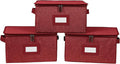Covermates Keepsakes Zip-Top Storage Box Set, 3 Pack Heavy Duty Polyester Organizer Bins, Stackable Design, ID Window, Reinforced Handles, Closet Home Storage, Red Heather