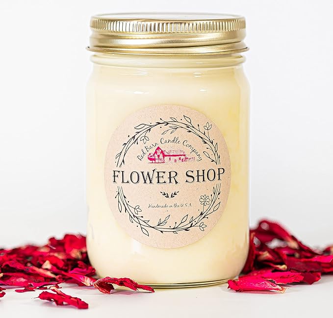 Flower Shop Aromatherapy Candle 12 oz | 100% All-Natural Soy Wax & Essential Oil Infused | 40+ Hour Burn Time | Pet Safe + Smoke Odor Eliminating | Handmade in U.S.A. | Non-Toxic Candles