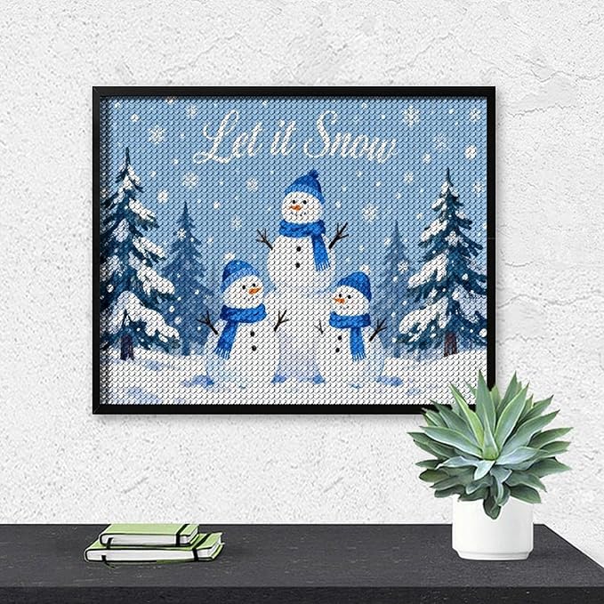 AIVKIEJK Diamond Painting Kits for Adults - Merry Christmas Snowman Winter Painting DIY 5D Full Drill Diamond Dots Paintings with Diamonds Gem Art and Crafts Home Decor 16"x20"