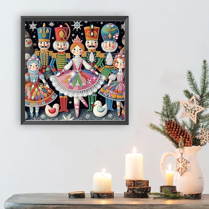 5D Christmas Girl Special Shape Diamond Art Kits for Beginners, Christmas Winter Theme Diamonds Painting Kits for Adults,DIY Crystal Rhinestones Diamond Paintings for Home Wall Decor 12×12Inch