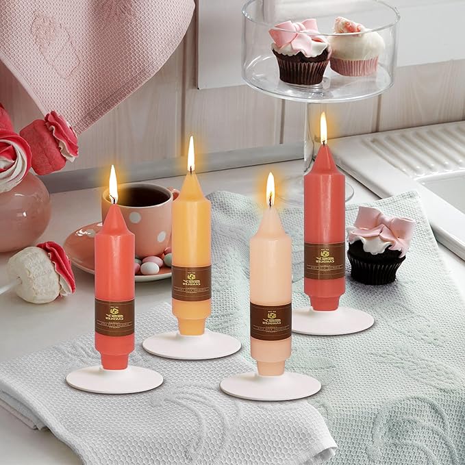 4 PCS Gradient Colored Taper Candlesticks Orange Taper Candle for Halloween Thanksgiving Day Dinner Household Décor Candlesticks
