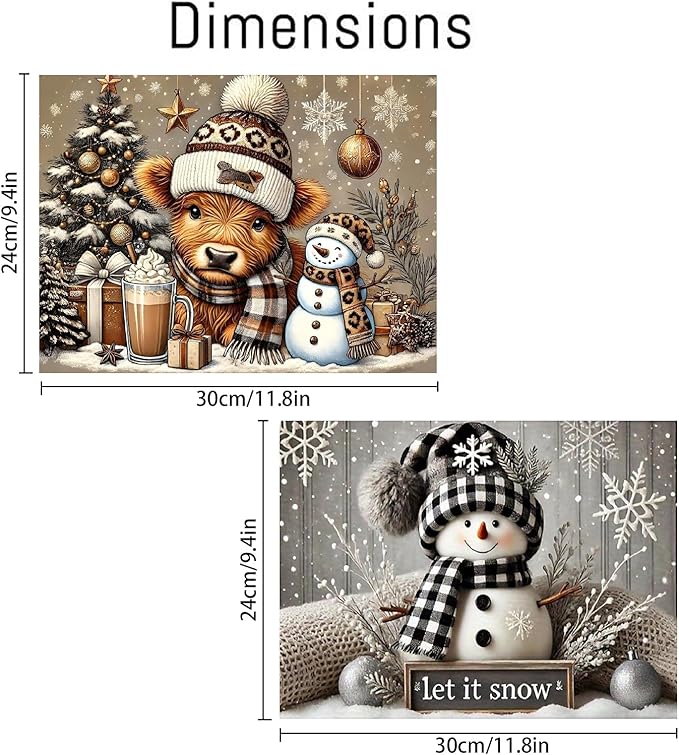 2 pack Christmas Paint by Numbers Kit for Adults Beginner with Framed,Snowman Easy Adult Paint by Number Kits on Canvas DIY Painting for Beginners Art by Numbers for Home Wall Decor 10x12 Inch