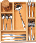 Vincona Bamboo Drawer Organizers Set, 5-Piece Multi-Use Wood Storage Organizers, Desk Drawer Tray for Kitchen, Bathroom, Office, Dresser, Bamboo Box Bin for Jewelry, Makeup, Junk, Gadgets