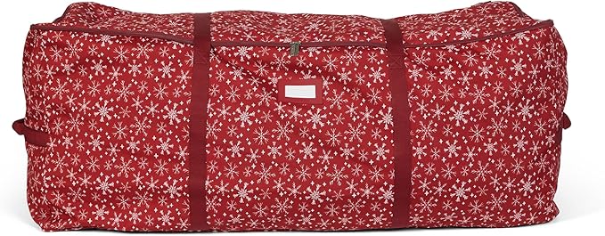 Covermates Keepsakes Christmas Tree Cinch Bag – Durable Polyester Tree Storage with Reinforced Handles & Built-in Cinch Straps – Trees, Lights & Holiday Décor, Red Snowflake