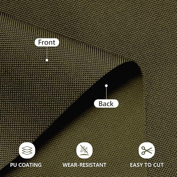 Waterproof Canvas Fabric by The Yard 58inch 600D Upholstery Material Polyester Fabric Outdoor Water Resistant Fabric for Sewing Chair Patio Cushion Purse Bag Interior, Pre Cut 5 Yard Army Green