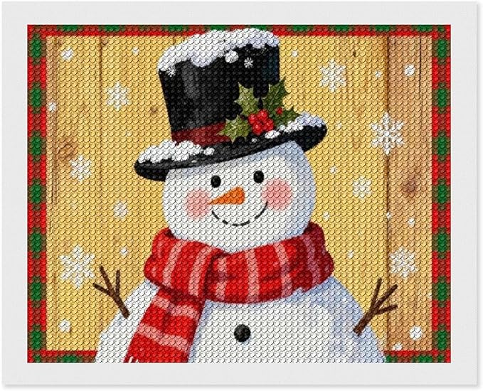 AIVKIEJK Diamond Painting Kits for Adults - Festive Snowman Red Scarf Painting DIY 5D Full Drill Diamond Dots Paintings with Diamonds Gem Art and Crafts Home Decor 16"x20"