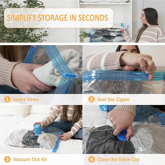 Cozy Essential Travel Vacuum Storage Bags with Rechargeable Cordless USB Pump, Space Saver Bags for Luggage, Suitcase, Carry-On, for Clothes, Blankets, Bedding & Seasonal Storage,22 Combo