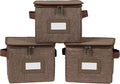 Covermates Keepsakes Zip-Top Storage Box Set, 3 Pack Heavy Duty Polyester Organizer Bins, Stackable Design, ID Window, Reinforced Handles, Closet Home Storage, Brown Heather
