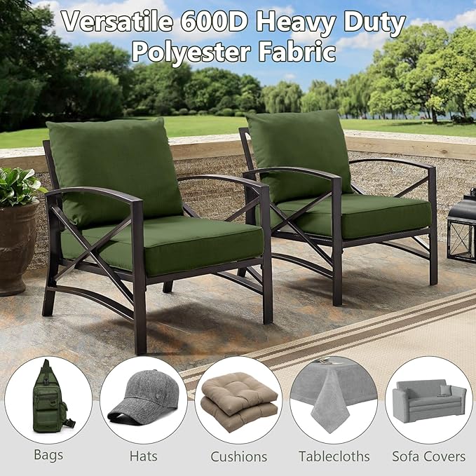 Waterproof Canvas Fabric by The Yard, 58inch 600D Upholstery Fabric Polyester Material Outdoor Water Resistant Material for Sewing Chair Patio Cushion Bag Sofa Seat Repair, 5 Yard Green