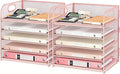 Lavatino Desk Paper Organizer with Handle, 2 Pack 5-Tier Pink Mesh Desk File Folder Holder Letter Tray Sorter Organizer for Office, Home or School