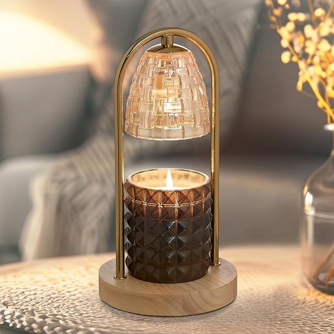 Sheffield Home Glass Candle Warmer Lamp – Elegant Candle Warmer for Long-Lasting Fragrance, Sleek Design, 11x6, Gold Dome Glass