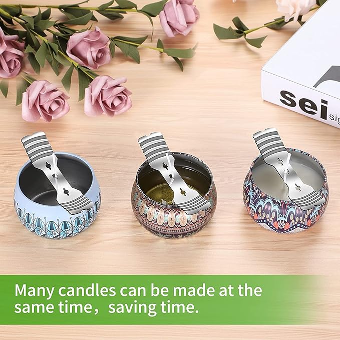 36pcs Metal Candle Wick Holders, 40pcs Candle Wick Stickers Upgraded Candle Wick Centering Devices, Silver Stainless Steel Candle Wick Holder for Candle Making