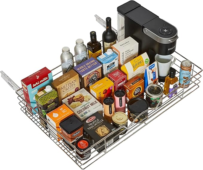 HOLDN’ STORAGE Pull Out Cabinet Organizer, Slide Out Drawer for Kitchen Cabinets & Pantry, Roll Out Shelf for Pots, Pans & Under Sink Storage, Heavy-Duty Full-Extension, 30" W x 21" D x 5" H