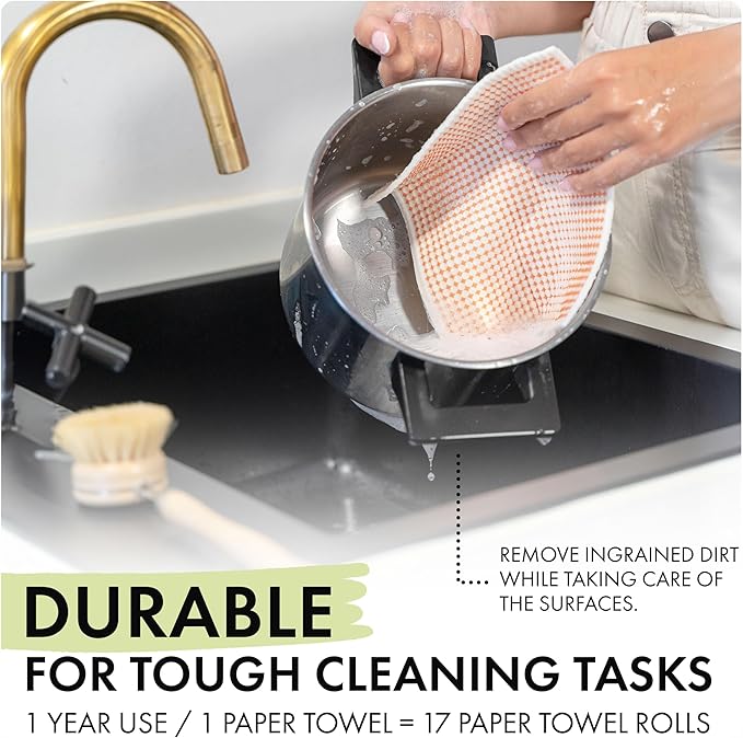 SUPERSCANDI 5 Pack Swedish Dishcloths for Kitchen - 100% Biodegradable & Compostable | Reusable Paper Towels Washable, Food-Safe & Without Plastic - Dish Rags Suitable for Any Surface | Scandi Design