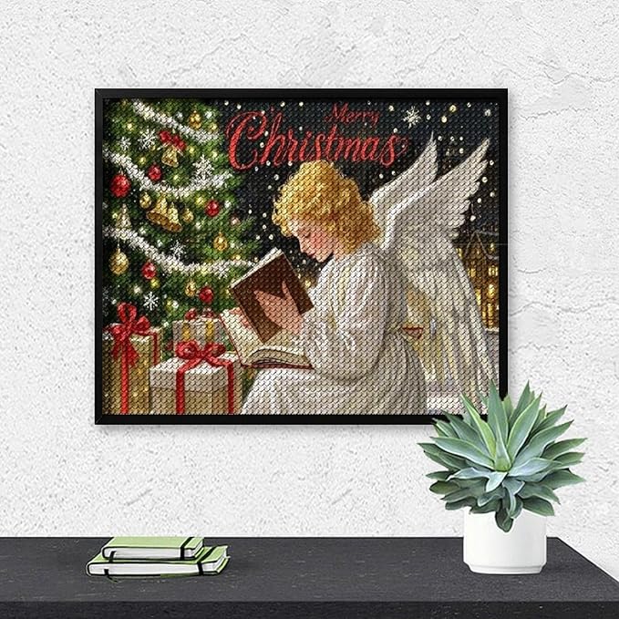 AIVKIEJK Diamond Painting Kits for Adults - Merry Christmas Angel Welcome Painting DIY 5D Full Drill Diamond Dots Paintings with Diamonds Gem Art and Crafts Home Decor 16"x20"