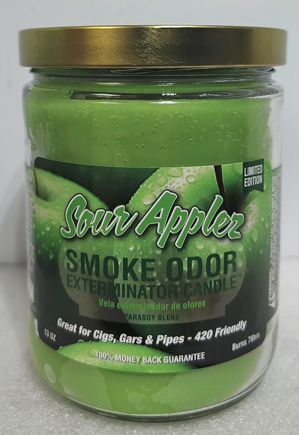 Smoke Odor Exterminator 13oz Jar Candle, Sour Applez 2 Pack.