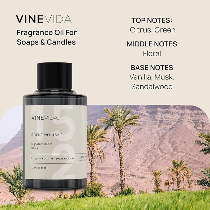 VINEVIDA [4 oz] Oasis; Fragrance Oil for Candle Making and Soap Making - Premium Candle Scents for Soy Candles