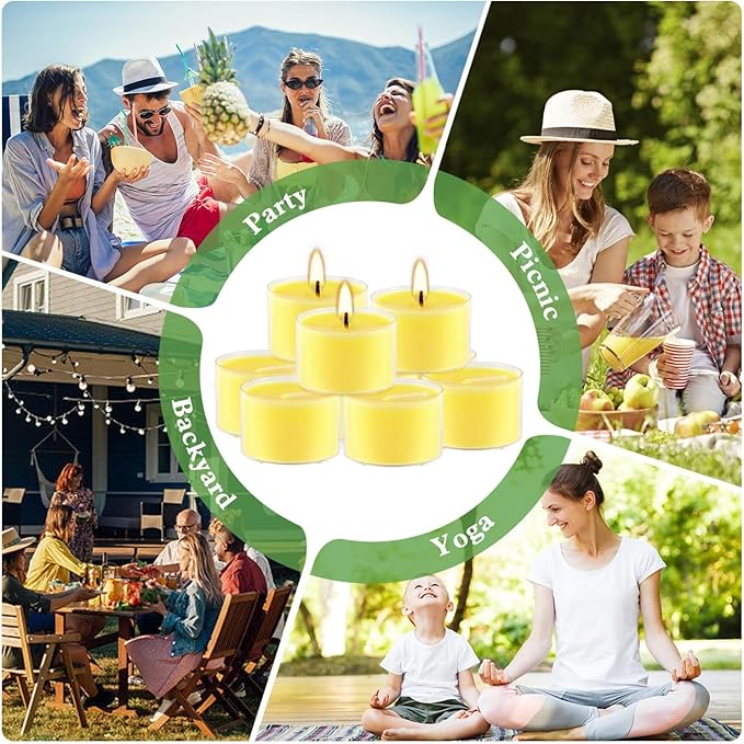 8-Hour 50Pack Citronella Tealight Candles, Outdoor and Indoor Summer Scented Candle,Natural Soy Wax Candle for Home Patio Garden Yard Balcony,BBQ Birthday Emergency
