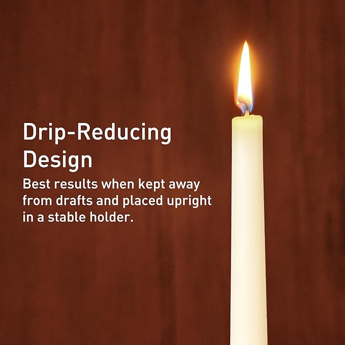 Viyffo Taper Candles, 12 Inch, 12 Pack, Ivory – Unscented, Dripless & Smokeless Design, Up to 8-Hour Burn – Tall Candlesticks for Wedding, Dinner & Home Decor