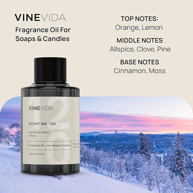 VINEVIDA [4 oz] Winter; Fragrance Oil for Candle Making and Soap Making - Premium Candle Scents for Soy Candles
