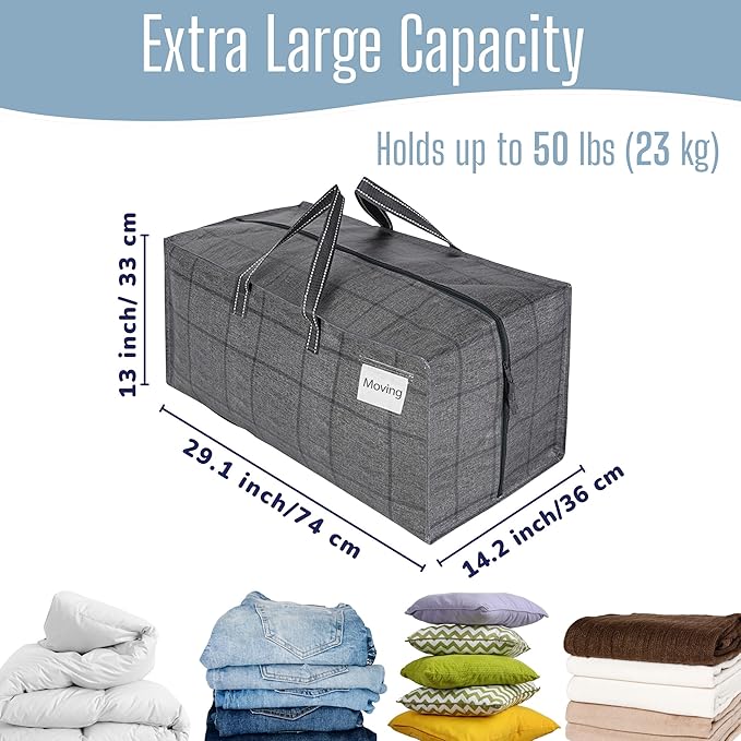 VENO 8 Pack Heavy Duty Moving Bags with Backpack Straps, Zippers & Handles, Extra Large Packing Bags for College Dorm Essentials, Moving Supplies Alternative to Cardboard Moving Boxes