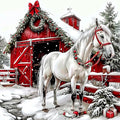 SENQAO Horse Diamond Art Kits for Adult, Christmas House Diamond Painting Kits for Beginners, DIY Full Drill Winter Holdiay Rhinestone Diamond Dots Gem Painting Art Craft Home Decor 12 x12 Inch
