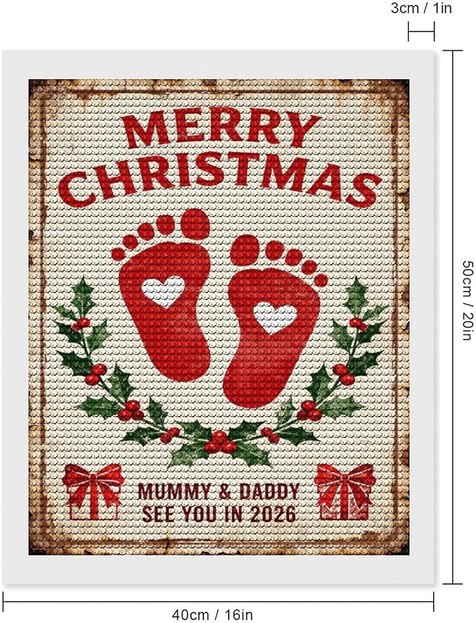 AIVKIEJK Diamond Painting Kits for Adults - Merry Christmas Painting DIY 5D Full Drill Diamond Dots Paintings with Diamonds Gem Art and Crafts Home Decor 16"x20"