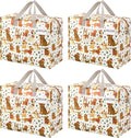 VENO 4 Pack Heavy Duty Moving Bags, Storage Bags, Packing Supplies, Top Zipper, Storage Totes for Camping, Clothes, Bedding, Comforters, Pillows, Christmas Pattern (13 Gallon, Holiday Pups, 4 Pack)