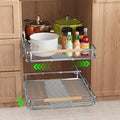Expandable Pull Out Drawers for Cabinets, Kitchen Cabinet Slide Out Shelves, Adjustable Roll Out Drawers, Stainless Steel, Small 2 Pack, (10.5"-16") W * 22.7"D