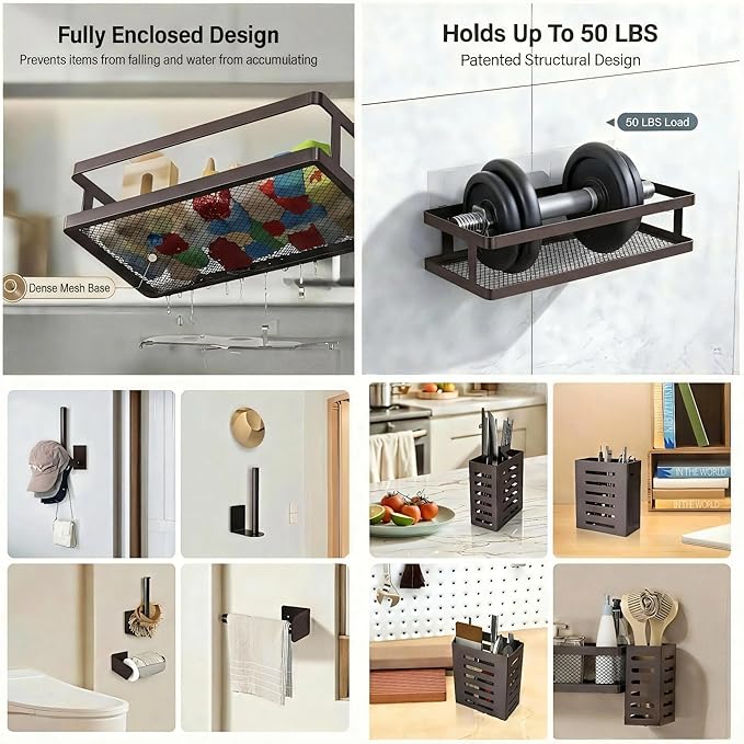 PUSDON Metal Wall Hanging Basket 2 Packs DIY Suitable for Multiple Scenes - Middle Bronze Guardrail Suit