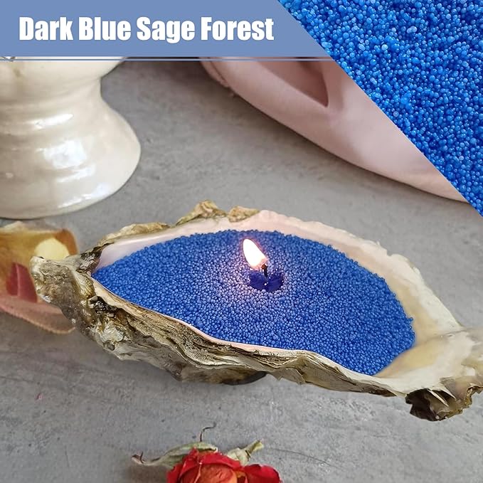 Granula Pearled Candle 18oz(1.1lb)–MANNYCOM Dark Blue Sage Forest Scented with 30 Cotton Wicks Refillable Candles Burns up to 110 Hours - Perfect for Home Decorative DIY