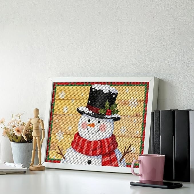 AIVKIEJK Diamond Painting Kits for Adults - Festive Snowman Red Scarf Painting DIY 5D Full Drill Diamond Dots Paintings with Diamonds Gem Art and Crafts Home Decor 12"x16"