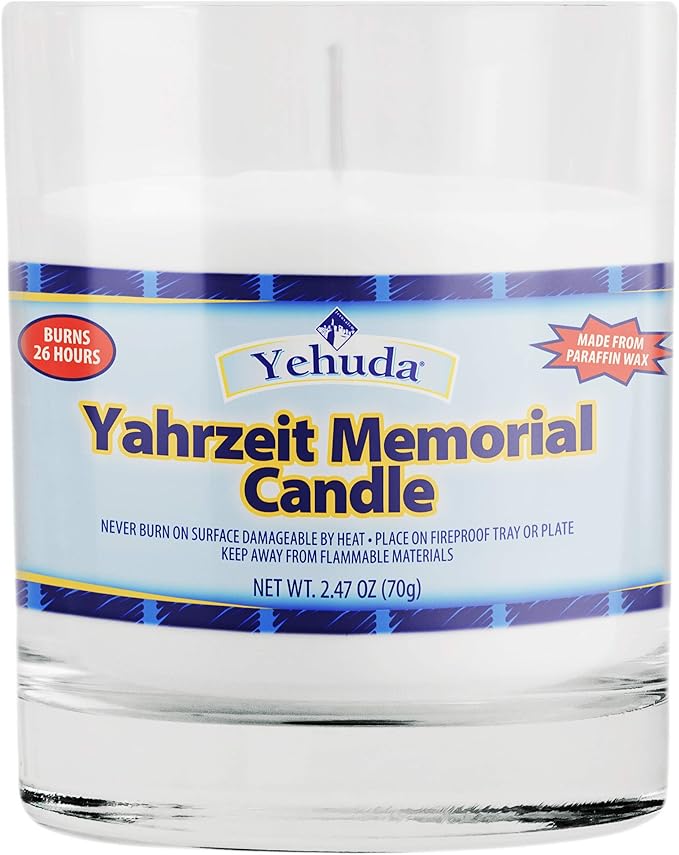 Yehuda, Yahrzeit Memorial Candle, Glass Tumbler (24 Pack) 24 Hour Candles | Yom Kippur Candles | Perfect For Blackouts, Storms & Hurricanes