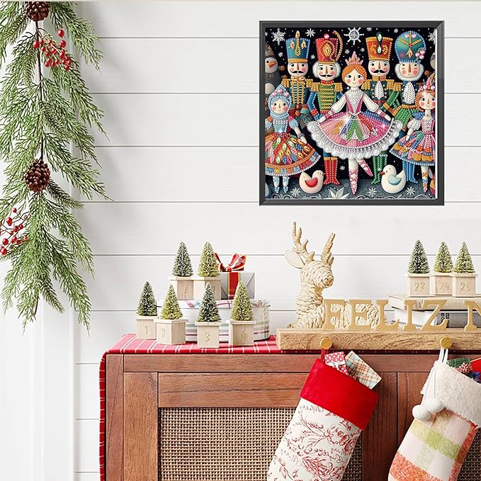 5D Christmas Girl Special Shape Diamond Art Kits for Beginners, Christmas Winter Theme Diamonds Painting Kits for Adults,DIY Crystal Rhinestones Diamond Paintings for Home Wall Decor 12×12Inch