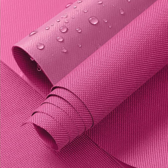 ANMINY 100% Waterproof Outdoor Fabric by The Yard, 58" W 600D Marine Canvas Fabric with PVC Backing, Ripstop Upholstery Material for Furniture Boat Covers Tent Awning, 1 Yard Pink