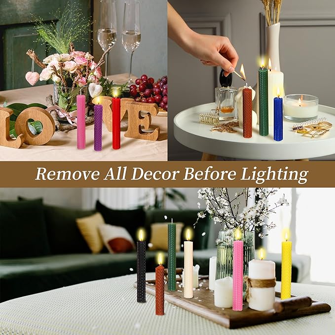 WEJOZEE 8x8 Inch Beeswax Candle Making Kit, Cotton Wick & Stencil - Create Your Own Unique Beeswax Candles-20 Pack -10 Color