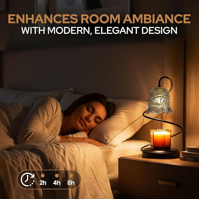 Candle Warmer Lamp with Wireless Remote, Timer & Dimmer, Electric Candle Warmer for Jar Candles with 2 Candle Trays, Top Heat Decorative Home Decor, Birthday Gifts for Women Mom, House Gift