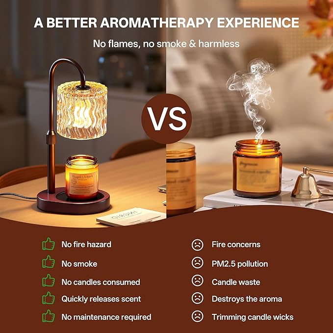 Homelist Candle Warmer Lamp, Adjustable Height for Home Decor, Vintage Candle Warmer Dimmable with Timer, GU10 Bulb, Table Lights for Bedroom, Tea Room, Rest Room