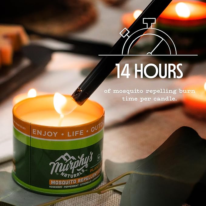 Murphy's Naturals Mini Mosquito Bug Repellent Candles for Outdoor Patio, Citronella & Essential Oils, 14-Hour Burn Time Each, 3.5 oz, 9-Pack